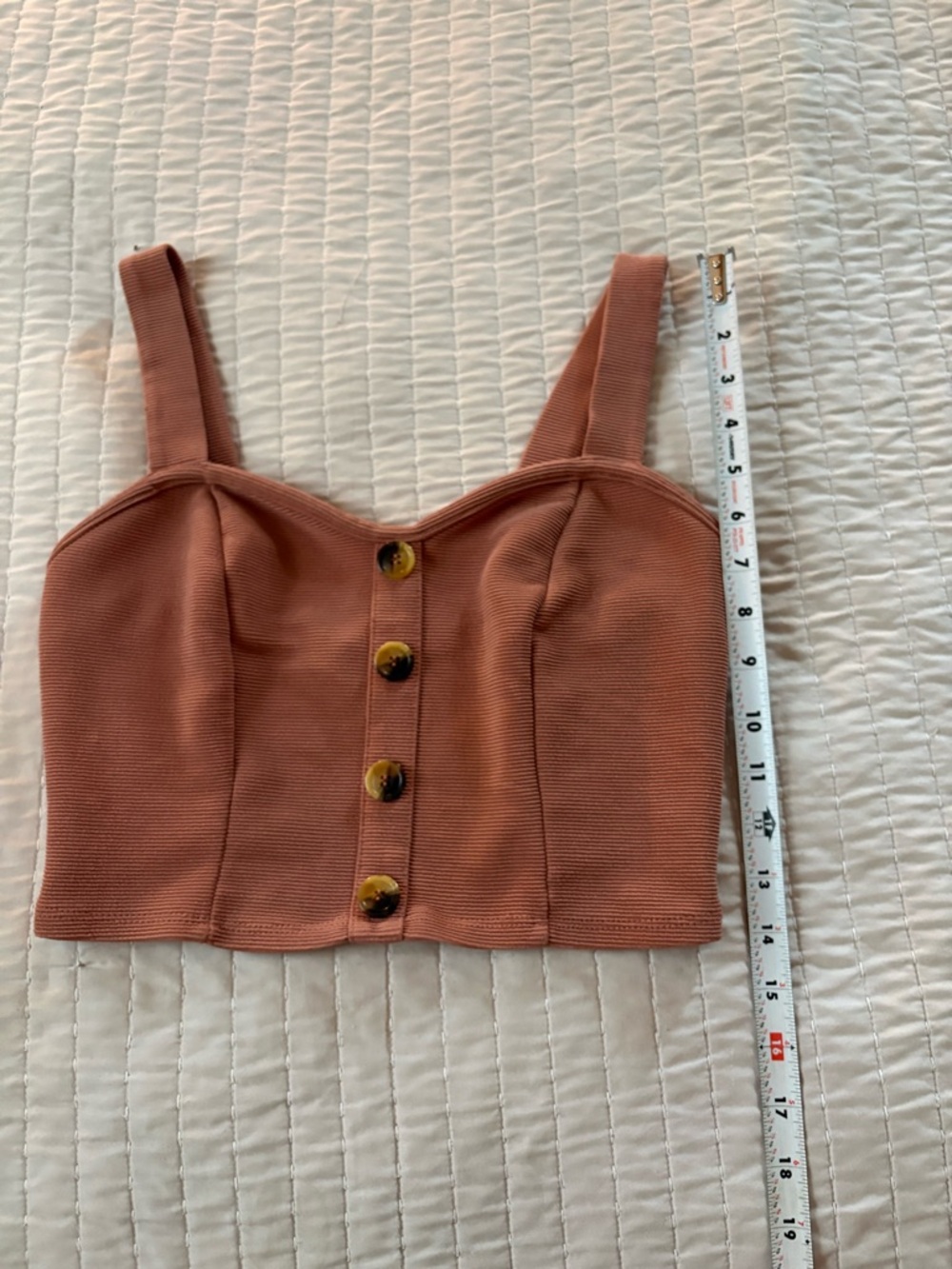 Bozzolo Rust Ribbed Button-Front Crop Top - Picture 4 of 5